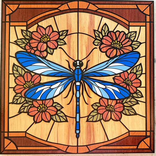The Dragon - Dragonfly Digital Laser Inlay File - Stained Glass Style - Etsy