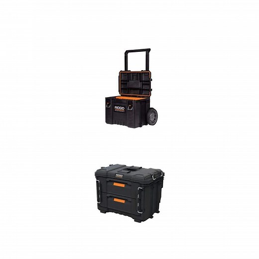 RIDGID Pro Gear System Gen 2.0 25 in. Rolling Tool Box with 9 in. Wheels and 22 in. XL 2 Drawers Tool Box - The Home Depot