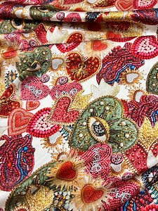 Italian Pure Silk Charmeuse High Quality Mulberry Fabric/ Designer Heart Print/ Alta Moda Luxury Textile Natural Fabric by the Yard - Etsy