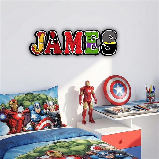 Personalized Superhero Name Sign,wooden Kids Room Wall Decor, Boys Bedroom Decor Gift, - Etsy