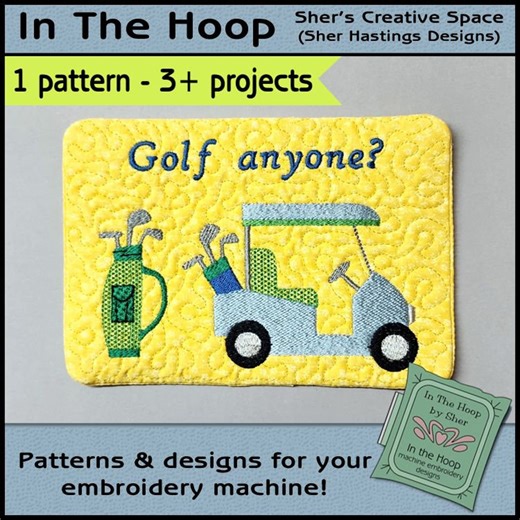 ITH Golf Cart Mug Rug, Golf Embroidery, in the Hoop Golf Mug Rug, Golfing Doorknob Hanger, Golfing Embroidery, DIGITAL FILE - Etsy