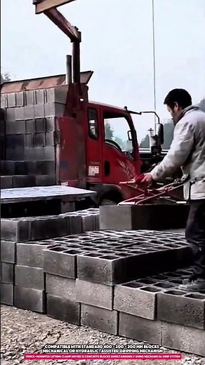 This Truck-Mounted Lifting Clamp Moves 12 Concrete Blocks at Once Without Manual Labor