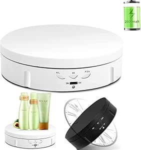 Qinmay 360 Degree Electric Rotating Rotating Turntable Display Stand,Battery/USB Power Supply for Photography Product Shows (White, 5.7 inches/Load 22 LB)