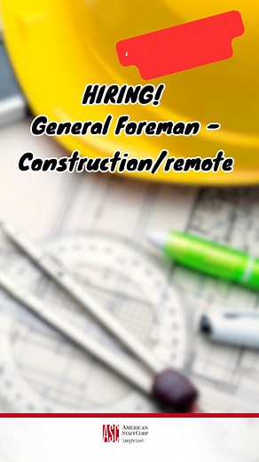 NOW HIRING! General Foreman – Construction Remote Review construction project plans and blueprints and provides recommendations. Consults with project engineers, supervisors, and others to identify problems with proposed projects. Supervises crew involved in building construction, and repair. Ability to use hand and power tools to construct and repair structures. Coordinates and oversees activities of workers engaged in construction, installation, and repair of structures. Determines sequence of
