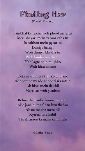 Tanishka Bahl - Finding Her (Female Version) #lyrics #lyricssong #findingher #tanishkabahl #kushagra