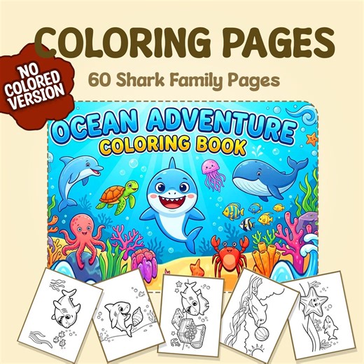 Baby Shark 60 Coloring Pages, Bulk Whale Shark Printable Coloring Pages, Instant Download PDF for Kids Coloring Activity - Etsy