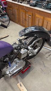 Night shift on the Ironhead. I’m never surprised in what I find. Electrical tape and metric bolts everywhere 🫠 Going to replace these Shovelhead fender struts with stock one’s and toss some taller shocks on to get this thang sitting proper 🫡This also will let me run the seat I want. #oldironpartsco #harleydavidson #sportster #ironhead #ironheadsportster | Old Iron Parts Co.