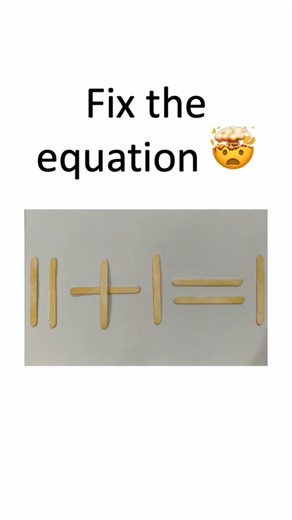 Move 1 Stick to Fix the Equation...99% Fail 😲 #shorts #stickpuzzle #brainteaser