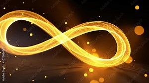 A guestbook with a picture of two particles entwined in an infinite loop signifying the eternal connection between the couple.