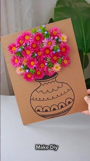 How to make 3D Flower Vase at home | DIY Cardboard Craft Idea #Shorts #flowercraft #diy #viralvideo