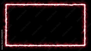 Fire frame burning rectangle border blazing animated on black background. isolated on black. 4K graphic animation video, led fire, abstract neon, border, frame. futuristic, energy burning square.