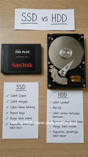 SSD vs HDD, mana yang lebih bagus ? #fakta #hdd #ssd #teknologi #laptop