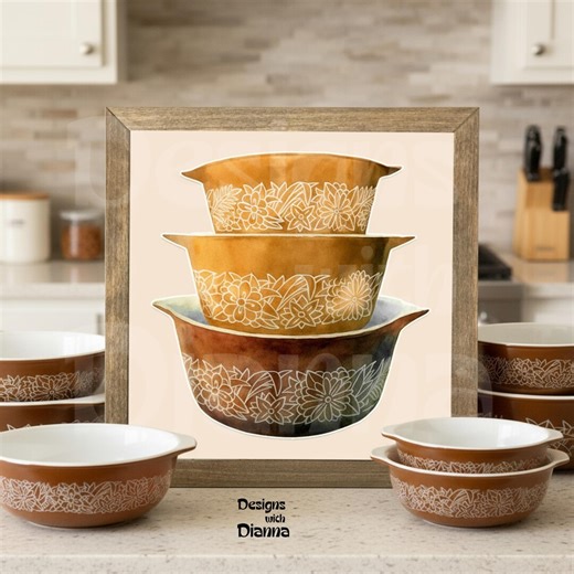 Pyrex Woodland Framed Art Retro Kitchen Wall Decor Vintage Pyrex Print Gift for Collector - Etsy