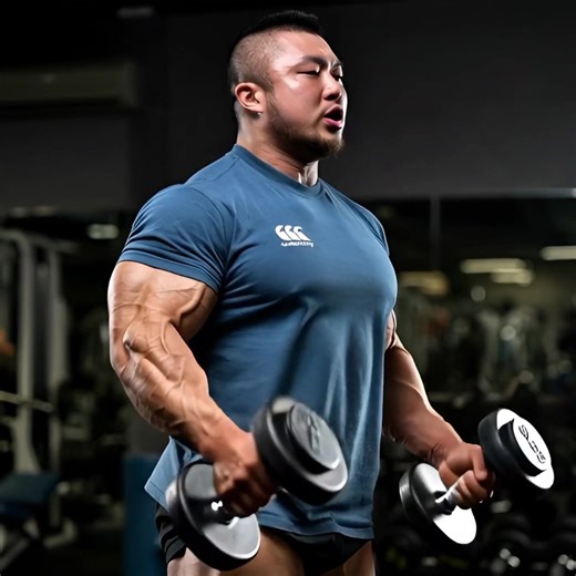 Bodybuilders' Intense Dumbbell and Barbell Training Sessions