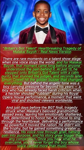 “Britain’s Got Talent” Heartbreaking Tragedy of Malakai Bayoh – Real News Version