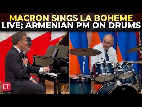 French Prez Macron performs ‘La Bohème’ as Armenian PM joins him on drums; Video goes VIRAL| WATCH