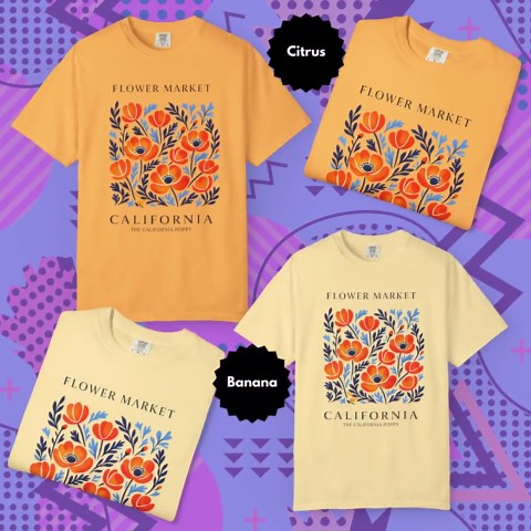 California Poppy Flower Market T-shirt | Spring Cottagecore Tee - Etsy