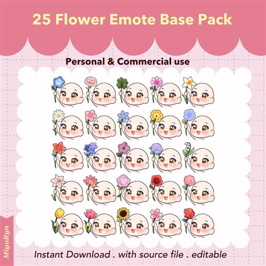 Flower Emote Base: 25 Spring Bloom Designs (PSD) - Etsy Australia
