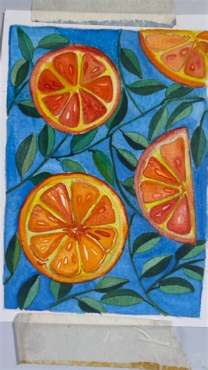 “How to Paint an Orange in Watercolor | Easy Fruit Painting for Beginners #Shorts”