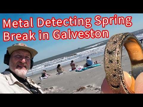 Beach Metal Detecting Galveston Beach on Spring Break