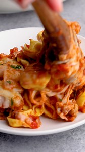 One pot, no boil, lots of flavor. This Italian Sausage Tortellini Bake is saucy, cheesy, and ready for the table in about 45 minutes. https://thestayathomechef.com/italian-sausage-tortellini-bake/ | The Stay At Home Chef