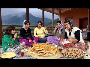Rainy Village Day Cooking 🌧️ | Traditional Walnut Bread in Clay Oven, Cow Milking & Dessert