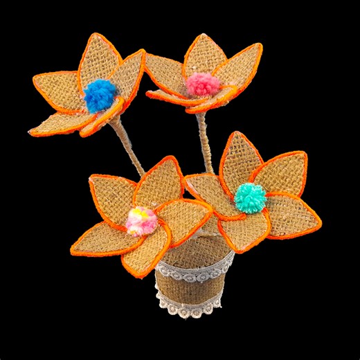 13K views · 106 reactions | Easy burlap flowers tutorial | Jute craft flower Decoration | Handmade Jute Flower | Rana Craft | Facebook