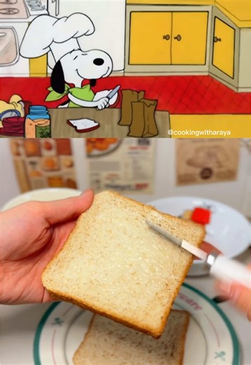 Snoopy Sandwich🥪 #snoopy #สนูปปี้ #cartoon #cookingwitharaya