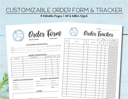 Editable Custom Order Form & Tracker Template, Printable Purchase Order Form - Etsy