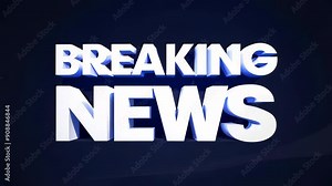 Breaking news text animation, dynamic 3D title for journalism broadcast intro