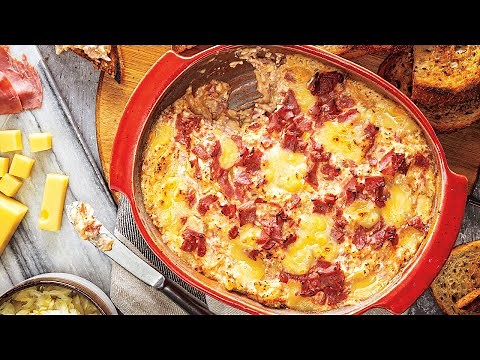 Reuben Dip with Rye Bread Toast Points