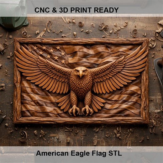 3D American Eagle Flag Relief STL | CNC Router & 3D Printer File - Etsy