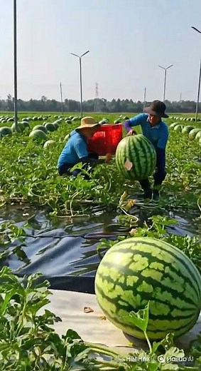 Giant Round Watermelons Growing in Hydroponics on a Floating Farm 🍉💧