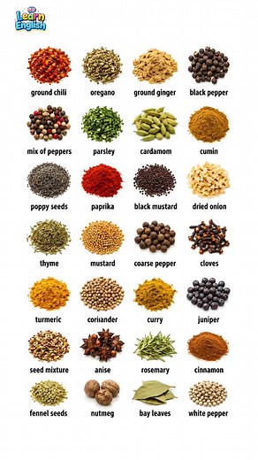 Spice Names in English: Daily Vocabulary Practice