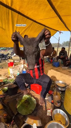 Indian Street Food 🇮🇳 on Instagram: "Roasted Pig Head | Indian Street Food #viral #foryou #foryoupage #trending #video #indian #street #food"