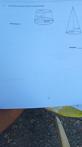 Calculate the volume of the truncated cone with:Smaller radius... | Filo