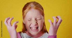 Dolly In of Upset Angry Red Hair Teenager Screaming Loudly