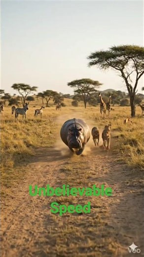 Unbelievable Hippo Chase: Running for Its Life! 💥​
