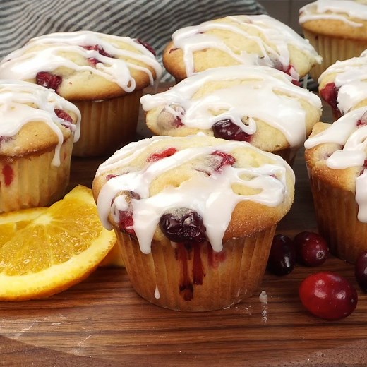 Recipe=>https://butteryourbiscuit.com/cranberry-orange-cream-cheese-muffins/ These cranberry orange muffins are bursting with cranberry and orange flavor with a sweet icing drizzled over the top. | Butter Your Biscuit