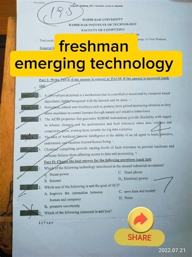 freshman emerging technology #midexam #finalexam2025 #universityexam #ethiopia