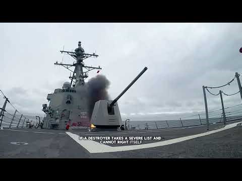 Terrifying Power: US Navy Destroyer Slicing Through Huge Waves
