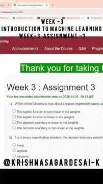 WEEK 3 NPTEL Machine Learning Assignment-3 #exam #nptel #education