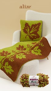 Alize Puffy More ile Sonbahar Temalı Diz Battaniyesi ve Yastık DIY Fall Blanket & Pillow Set #alizepuffymore #alizeyarns #alizeiplikleri | Alize Hand Knitting Yarns