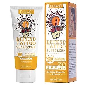 Defend Tattoo Sunscreen, SPF 30+ Tattoo Care Sunblock 2.03 oz - UVA/UVB Rays Blocking - Ointment for Tattoo Sun Protection - Deeply Moisturizes Tattoo Sunscreen Lotion