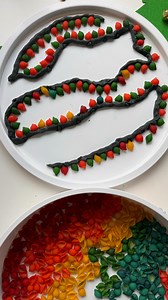 This festive playdough activity is such a hit! Use dyed pasta shells as “Christmas lights” and black playdough as the string—then invite your kids to decorate their own strand of lights. It’s colorful, creative, and a fun fine motor activity that brings a little holiday magic to the play table. It’s super easy to set up and keeps kids engaged while they build, squish, and create. Comment LIGHTS and I’ll send you this idea more Christmas playdough and sensory invitations to try this season! #Chri