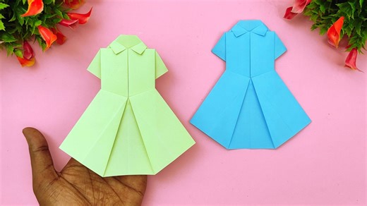 517K views · 2.7K reactions | How to fold paper dress without glue tape and scissors - Handmade paper toy dress making ideas #Crafts #Origami #PaperDress | DIY And Paper Crafts | Facebook