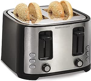 Hamilton Beach Extra Wide Slot Toaster with Defrost and Bagel Functions Shade Selector, Toast Boost, Auto-Shutoff and Cancel Button, 4 Slices, Black