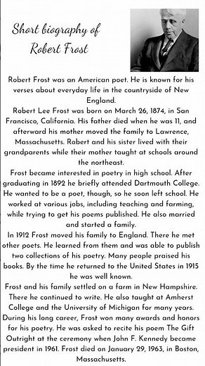 Short biography of Robert Frost #biography #englishliterature