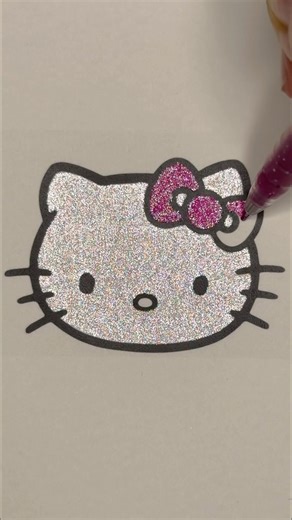 Quick Hello Kitty glitter coloring 🐱🎀 #gelpens #glitterpens #relaxingvideo #hellokitty #coloring