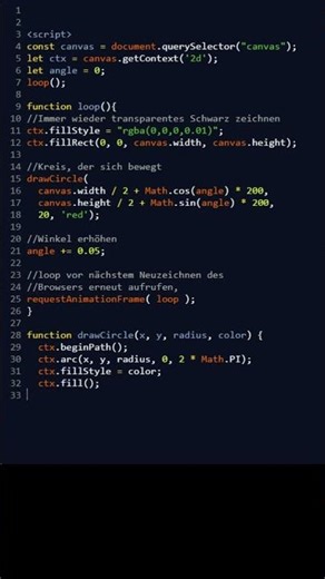 Einfache Kreis Animation mit HTML5 Canvas und JS #creativecoding